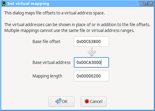 Virtual mapping dialog